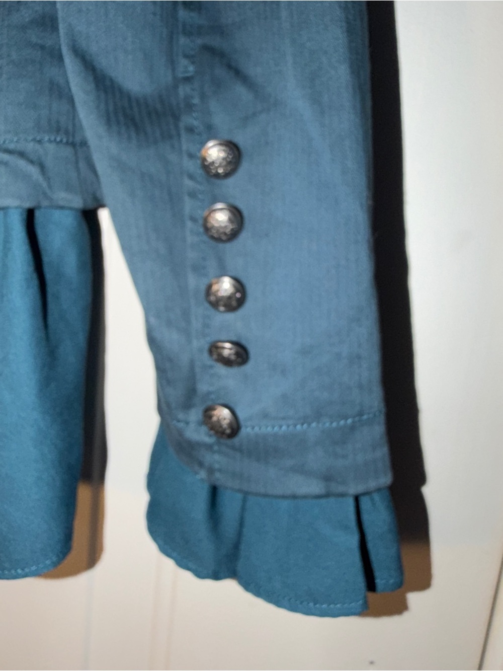 Free People Women's Teal Military Button Open Front Jacket. Sz S - Picture 5 of 7